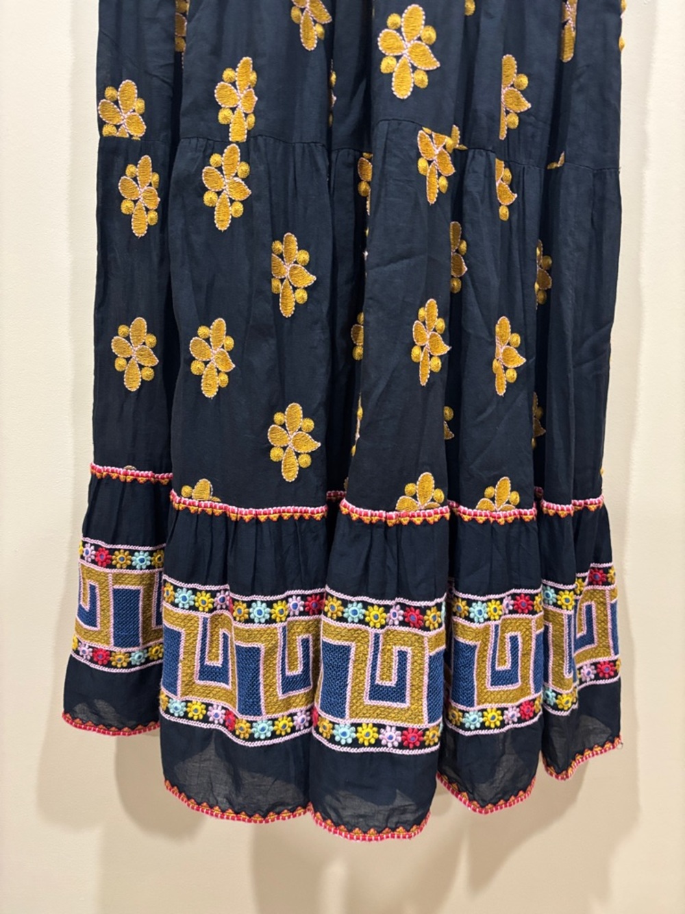 Oliphant Black Maxi Dress with Mustard Floral & Multicolor Embroidery - Picture 11 of 15